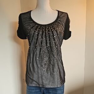 White House Black Market Black Sequin Blouse